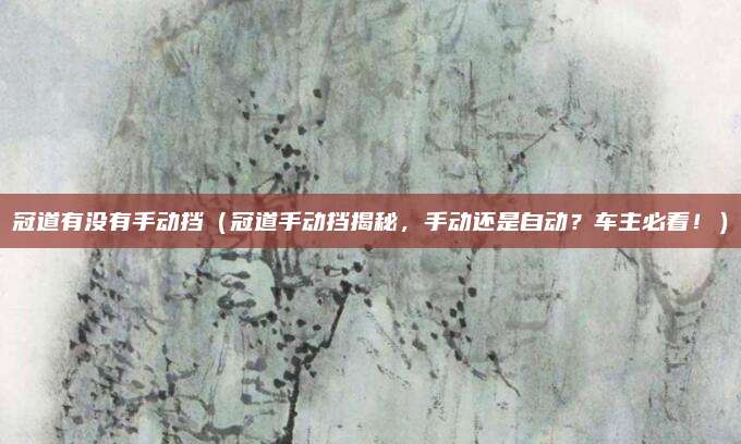 冠道有没有手动挡(冠道手动挡揭秘,手动还是自动?车主必看!)