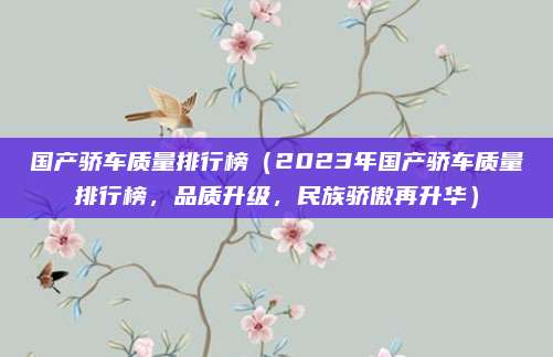 国产骄车质量排行榜(2023年国产骄车质量排行榜,品质升级,民族骄傲再升华)