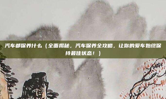 汽车都保养什么(全面揭秘,汽车保养全攻略,让你的爱车始终保持最佳状态!)