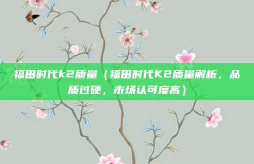 福田时代k2质量（福田时代K2质量解析，品质过硬，市场认可度高）