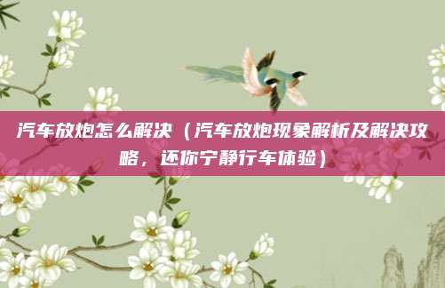 汽车放炮怎么解决(汽车放炮现象解析及解决攻略,还你宁静行车体验)