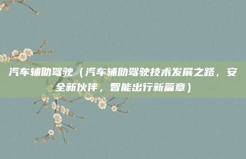 汽车辅助驾驶（汽车辅助驾驶技术发展之路，安全新伙伴，智能出行新篇章）