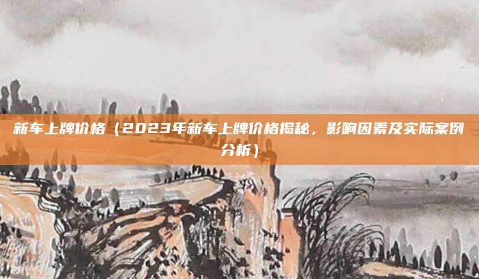 新车上牌价格（2023年新车上牌价格揭秘，影响因素及实际案例分析）