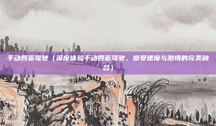 手动四驱驾驶（深度体验手动四驱驾驶，感受速度与激情的完美融合）