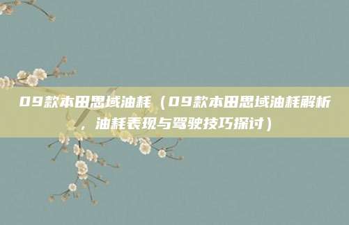 09款本田思域油耗(09款本田思域油耗解析,油耗表现与驾驶技巧探讨)
