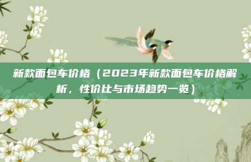 新款面包车价格(2023年新款面包车价格解析,性价比与市场趋势一览)