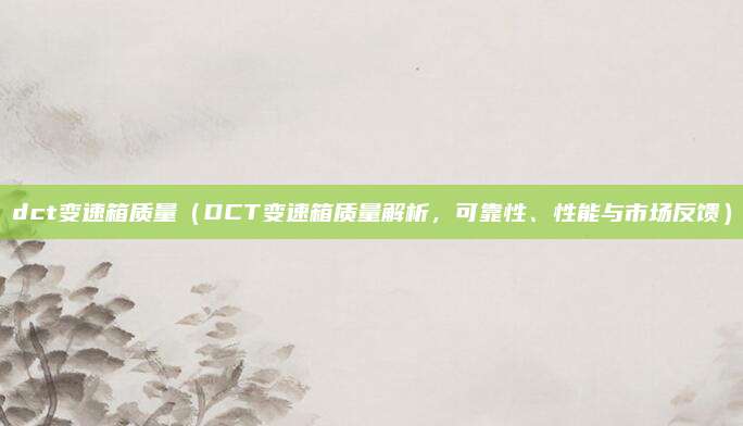 dct变速箱质量(DCT变速箱质量解析,可靠性、性能与市场反馈)