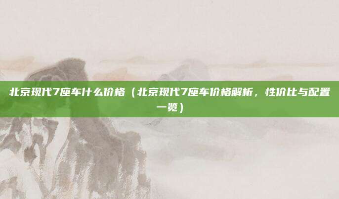 北京现代7座车什么价格（北京现代7座车价格解析，性价比与配置一览）