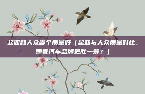 起亚和大众哪个质量好（起亚与大众质量对比，哪家汽车品牌更胜一筹？）