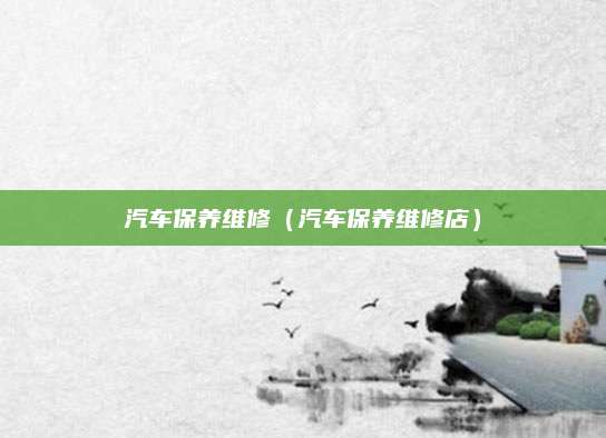 汽车保养维修(汽车保养维修店)