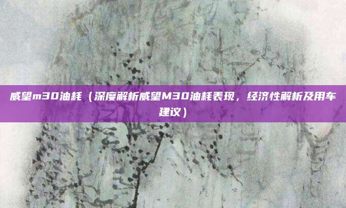 威望m30油耗(深度解析威望M30油耗表现,经济性解析及用车建议)