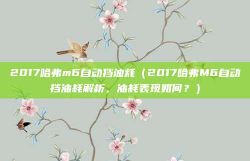 2017哈弗m6自动挡油耗(2017哈弗M6自动挡油耗解析,油耗表现如何?)