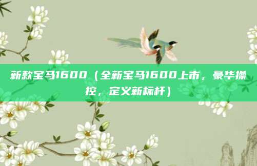新款宝马1600（全新宝马1600上市，豪华操控，定义新标杆）