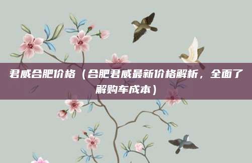 君威合肥价格(合肥君威最新价格解析,全面了解购车成本)