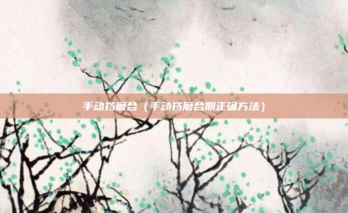 手动挡磨合(手动挡磨合期正确方法)