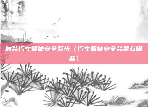 加装汽车智能安全系统(汽车智能安全装置有哪些)