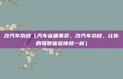 改汽车功放(汽车音质革命,改汽车功放,让你的驾驶体验焕然一新)