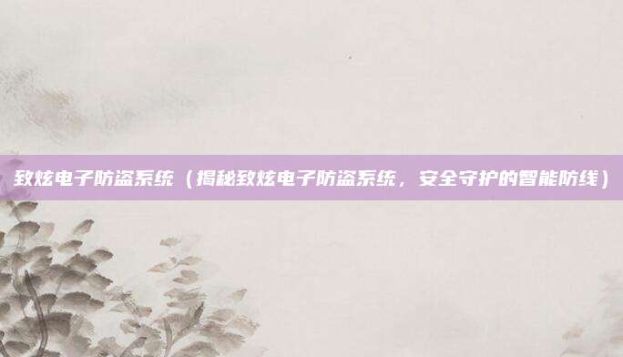 致炫电子防盗系统(揭秘致炫电子防盗系统,安全守护的智能防线)