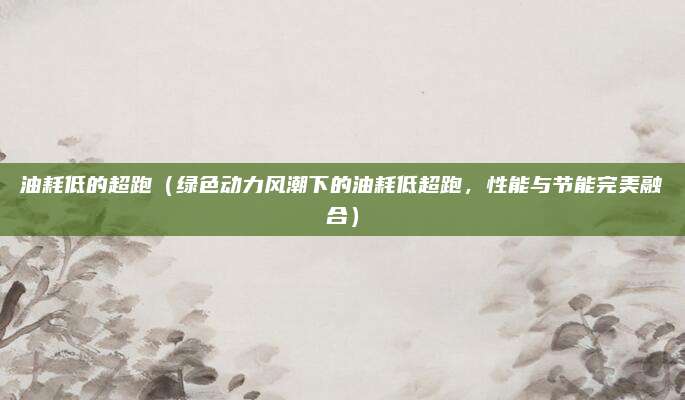 油耗低的超跑(绿色动力风潮下的油耗低超跑,性能与节能完美融合)