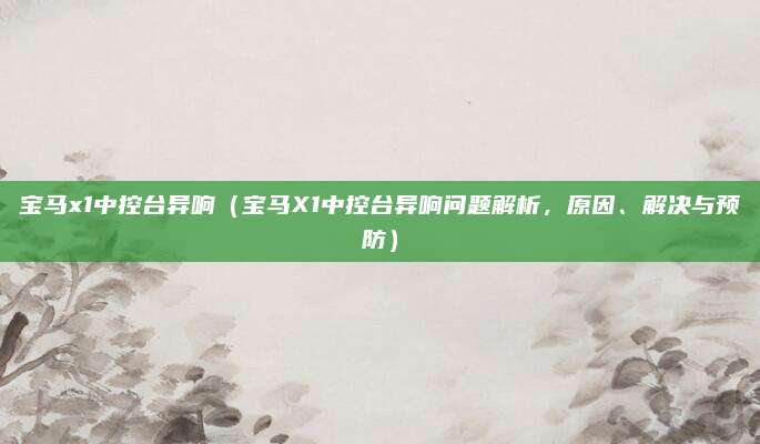 宝马x1中控台异响(宝马X1中控台异响问题解析,原因、解决与预防)