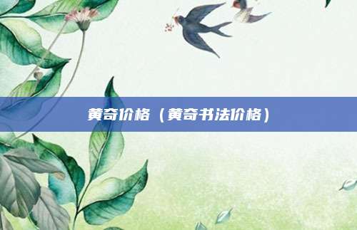 黄奇价格(黄奇书法价格)