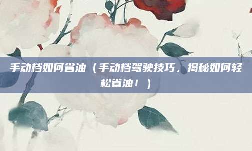 手动档如何省油（手动档驾驶技巧，揭秘如何轻松省油！）