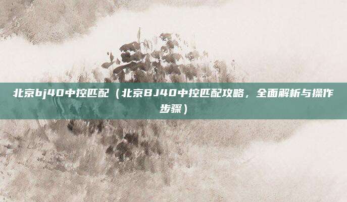 北京bj40中控匹配(北京BJ40中控匹配攻略,全面解析与操作步骤)