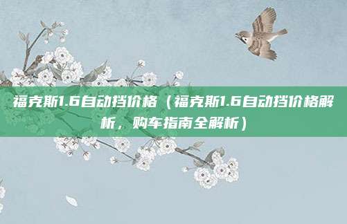 福克斯1.6自动挡价格(福克斯1.6自动挡价格解析,购车指南全解析)