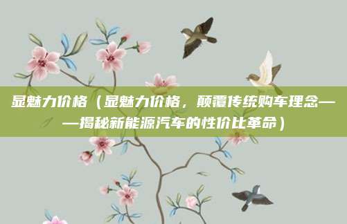 显魅力价格（显魅力价格，颠覆传统购车理念——揭秘新能源汽车的性价比革命）
