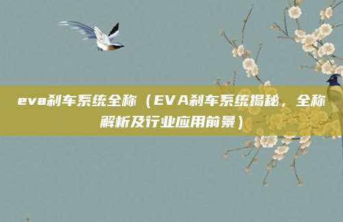 eva刹车系统全称(EVA刹车系统揭秘,全称解析及行业应用前景)