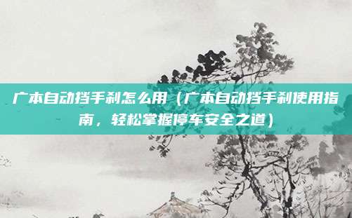广本自动挡手刹怎么用(广本自动挡手刹使用指南,轻松掌握停车安全之道)