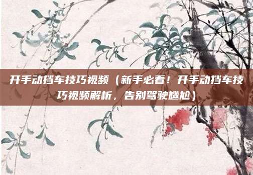 开手动挡车技巧视频（新手必看！开手动挡车技巧视频解析，告别驾驶尴尬）