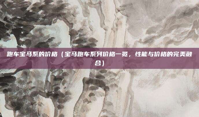 跑车宝马系的价格(宝马跑车系列价格一览,性能与价格的完美融合)