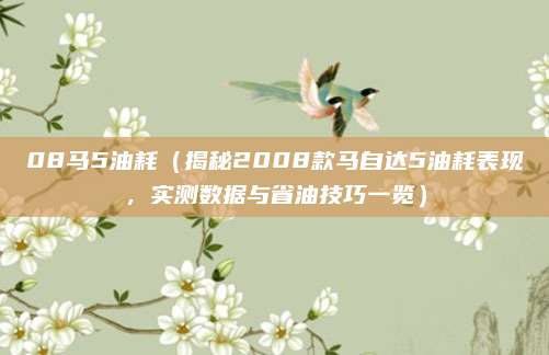 08马5油耗(揭秘2008款马自达5油耗表现,实测数据与省油技巧一览)