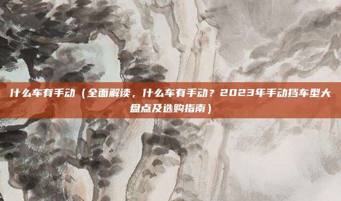 什么车有手动（全面解读，什么车有手动？2023年手动挡车型大盘点及选购指南）