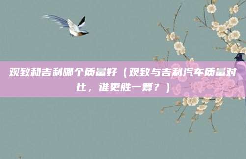观致和吉利哪个质量好(观致与吉利汽车质量对比,谁更胜一筹?)