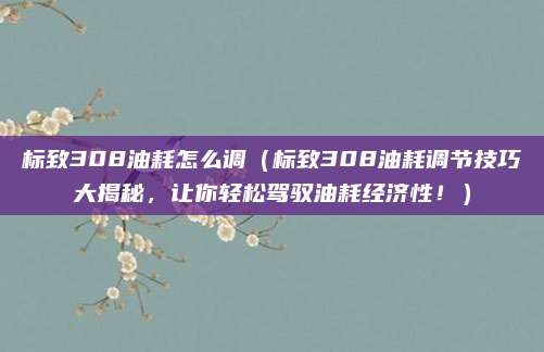 标致308油耗怎么调(标致308油耗调节技巧大揭秘,让你轻松驾驭油耗经济性!)
