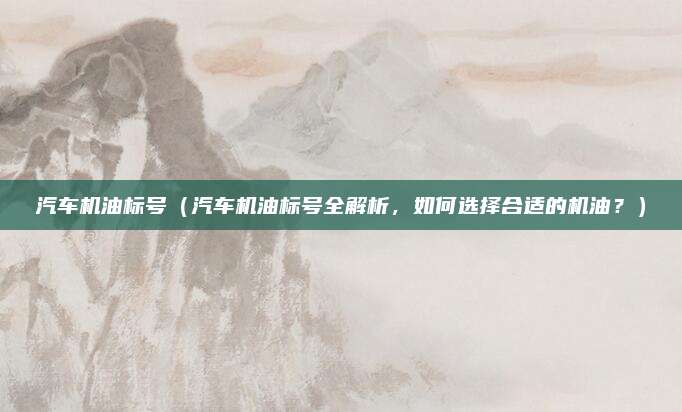 汽车机油标号(汽车机油标号全解析,如何选择合适的机油?)