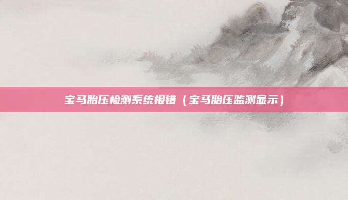宝马胎压检测系统报错(宝马胎压监测显示)