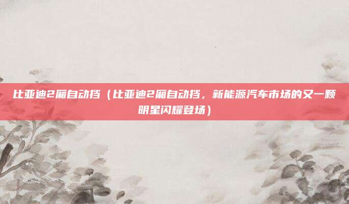 比亚迪2厢自动挡(比亚迪2厢自动挡,新能源汽车市场的又一颗明星闪耀登场)