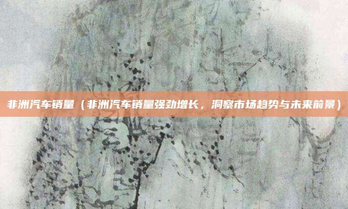 非洲汽车销量(非洲汽车销量强劲增长,洞察市场趋势与未来前景)