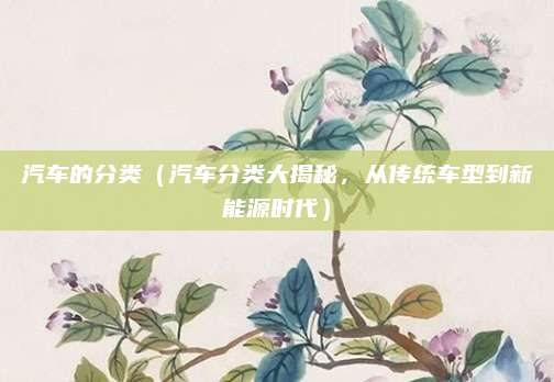 汽车的分类(汽车分类大揭秘,从传统车型到新能源时代)