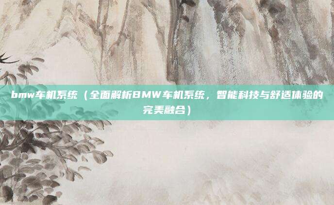 bmw车机系统(全面解析BMW车机系统,智能科技与舒适体验的完美融合)