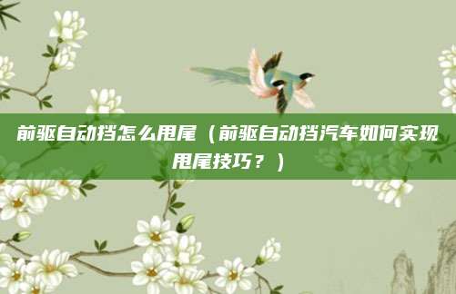 前驱自动挡怎么甩尾（前驱自动挡汽车如何实现甩尾技巧？）