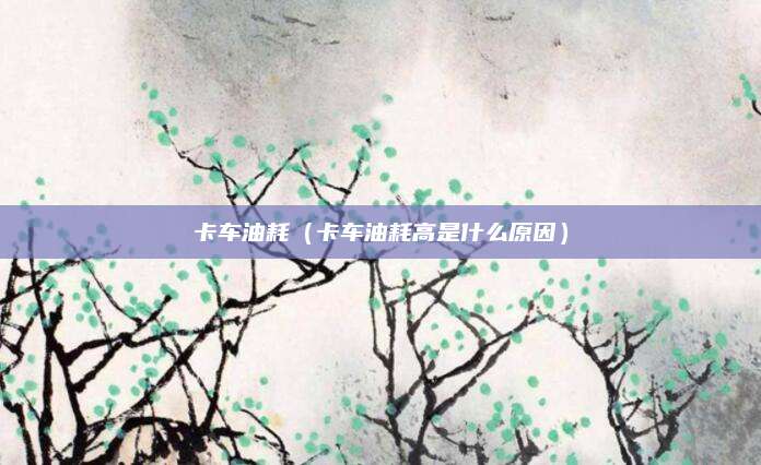 卡车油耗(卡车油耗高是什么原因)