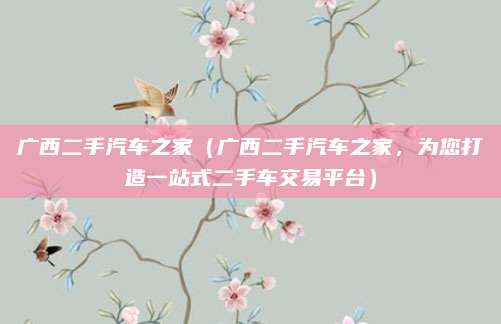 广西二手汽车之家(广西二手汽车之家,为您打造一站式二手车交易平台)