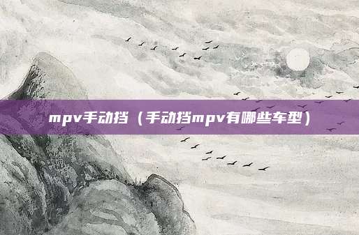 mpv手动挡(手动挡mpv有哪些车型)