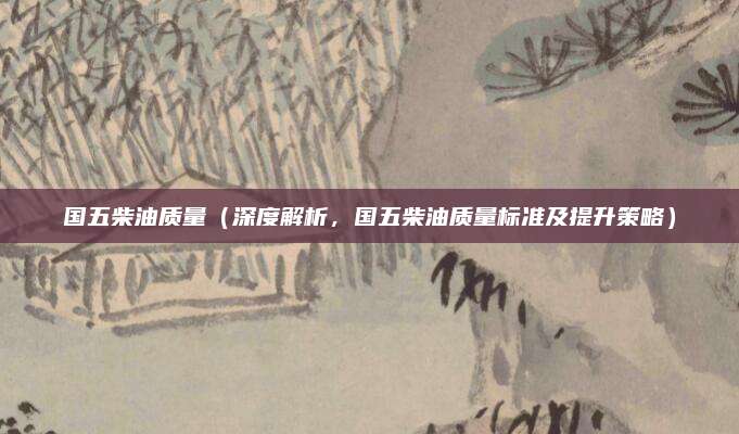 国五柴油质量(深度解析,国五柴油质量标准及提升策略)
