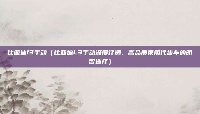 比亚迪l3手动（比亚迪L3手动深度评测，高品质家用代步车的明智选择）