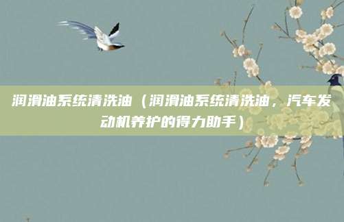 润滑油系统清洗油（润滑油系统清洗油，汽车发动机养护的得力助手）